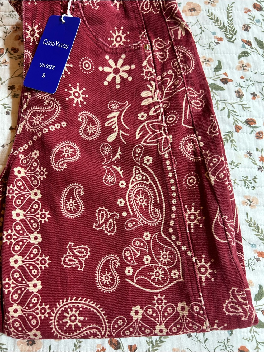 Women's Red Paisley Print Skirt - S